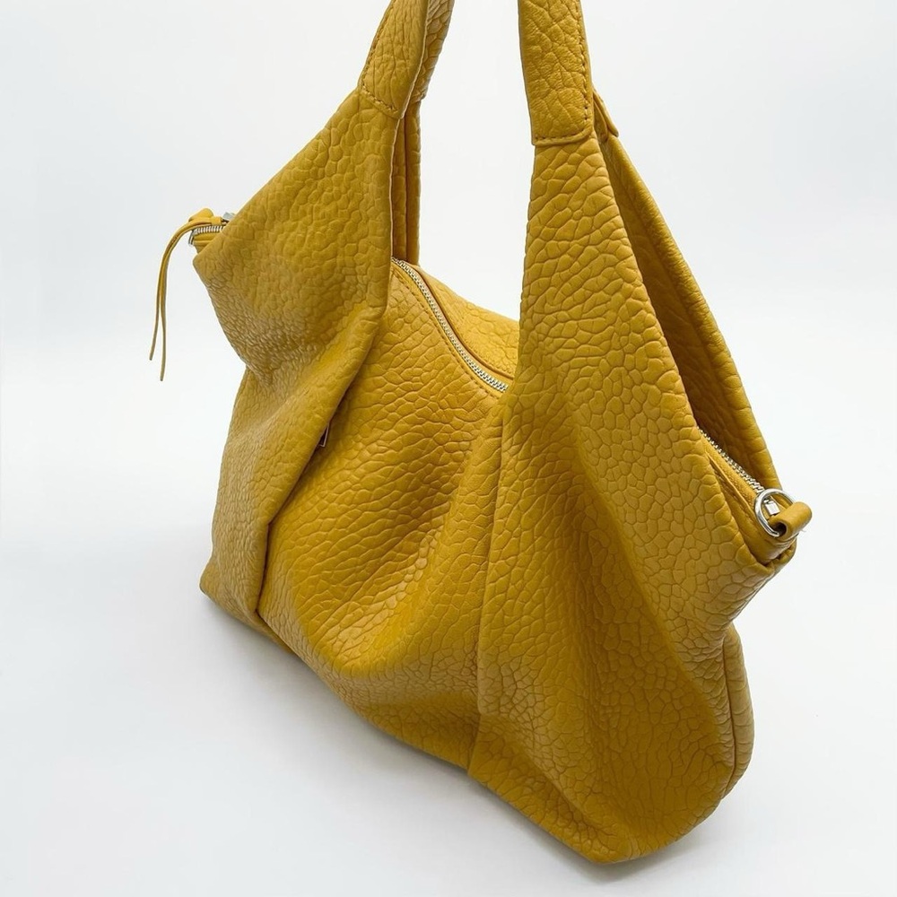 Vince Camuto Textured Mustard Yellow Leather Shoulder Bag